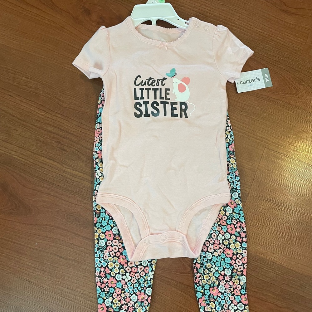 NWT Carter’s girl Little Sister mouse outfit set